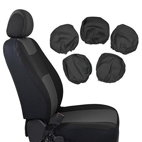 Car Seat Covers, Full Set in Charcoal on Black