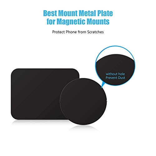 Mount Metal Plate with Adhesive for MagneticCradle-less Mount - 4 Pack, 2 Rectangle and 2 Round